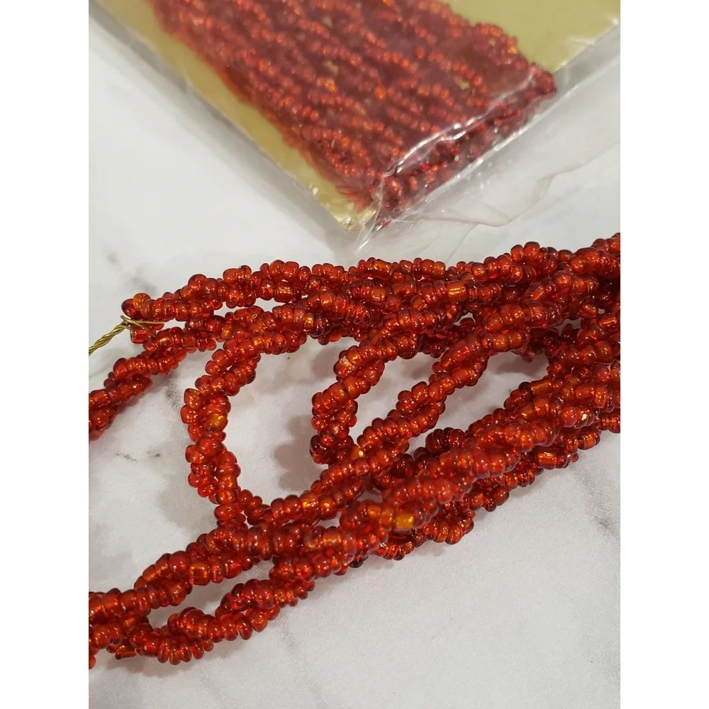 8 Packages Beaded Christmas Garland Red Miniature MADE IN INDIA Vintage‎ Crafts